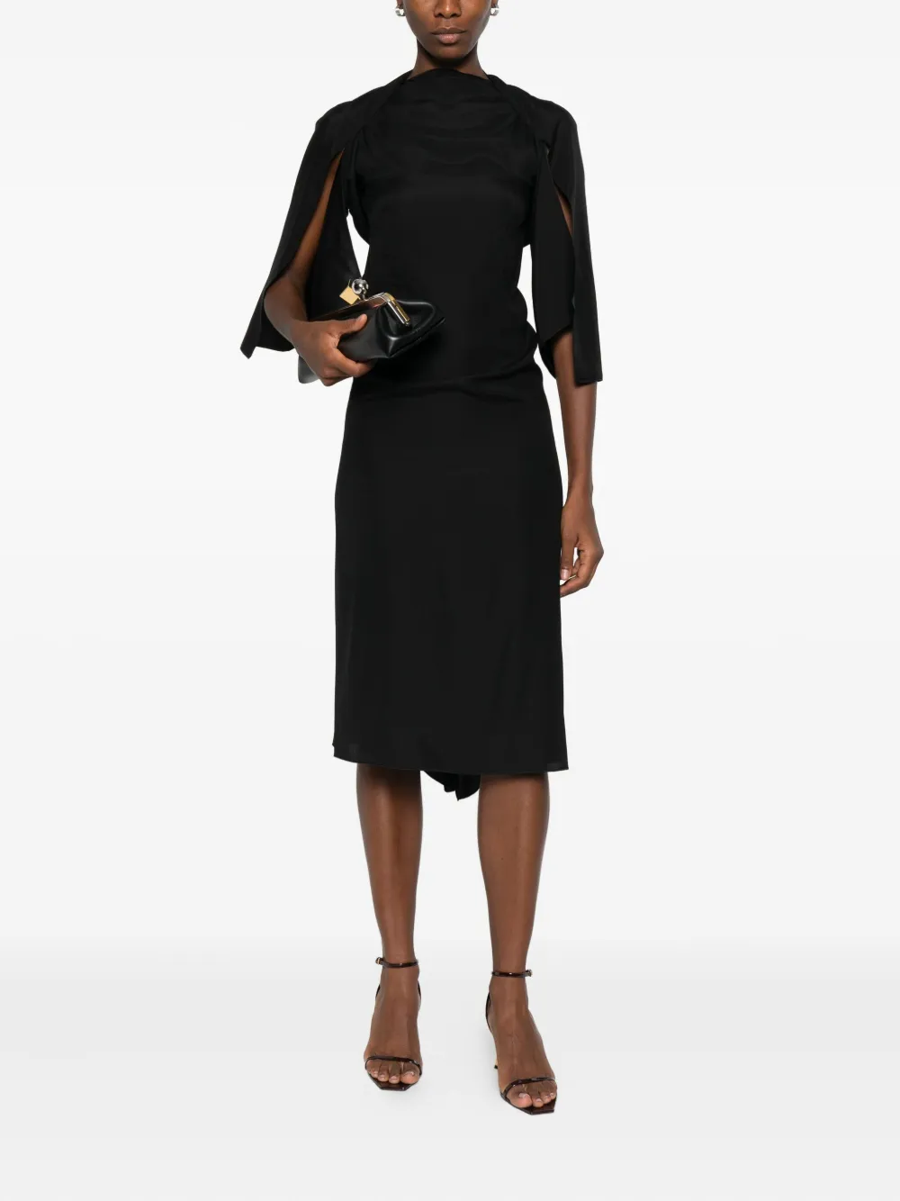 Stephan Janson puff-sleeve sheath midi dress - Zwart
