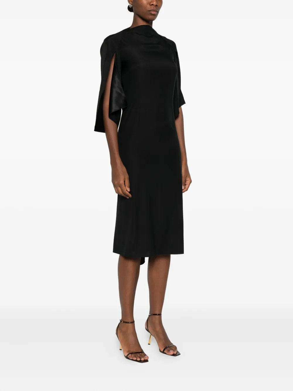 Stephan Janson Midi-jurk met pofmouwen Zwart