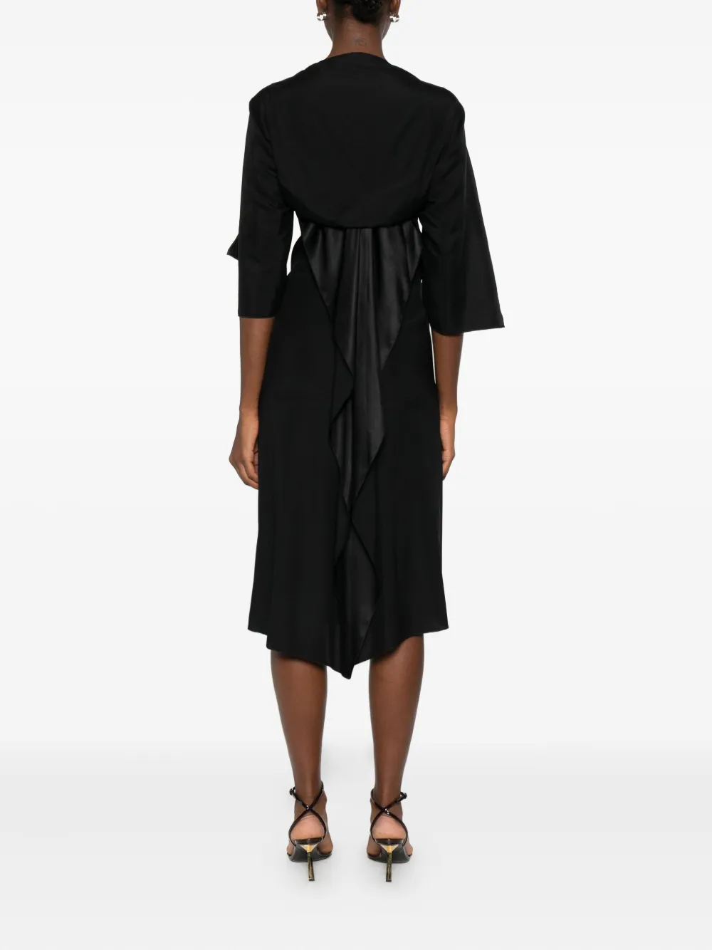 Stephan Janson Midi-jurk met pofmouwen Zwart