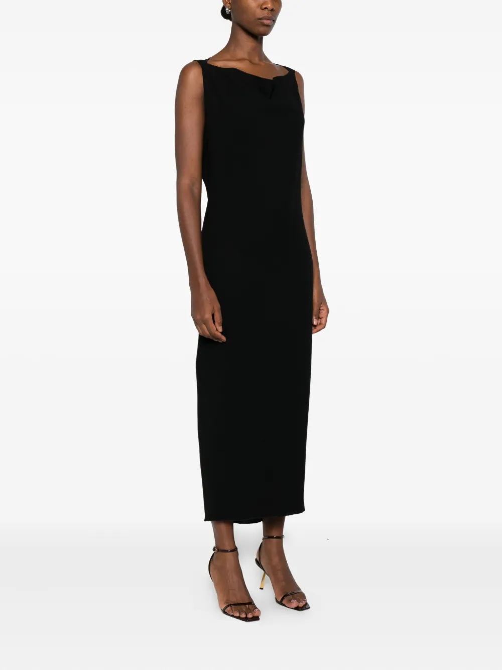 Stephan Janson Draped Midi Dress In Black