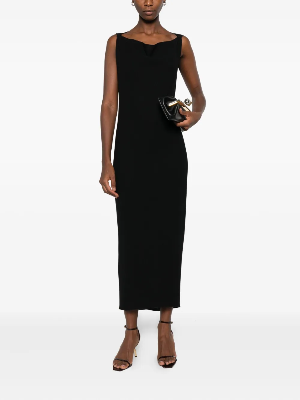 Stephan Janson draped midi dress - Zwart
