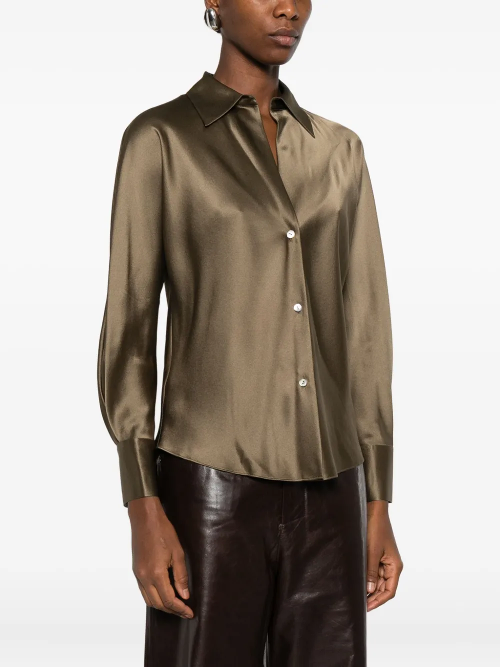 Vince Zijden blouse Bruin