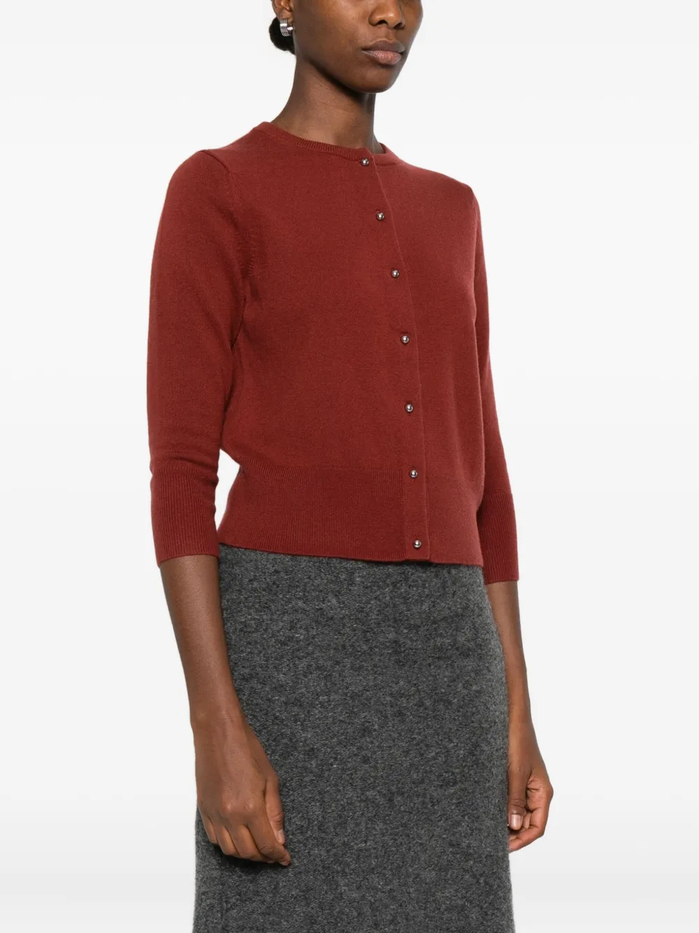 Vince Metal Button Cardigan Siena In Red