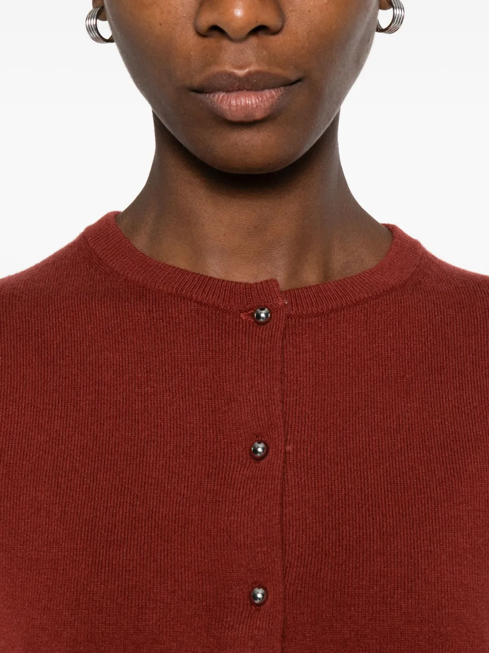 Vince Metal Button Cardigan Siena In Red