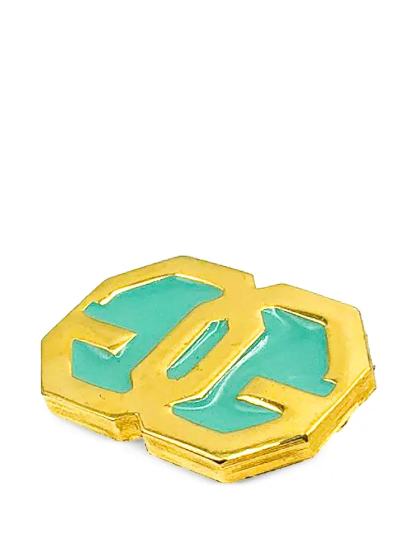 Givenchy Pre-owned 1980 Enamel Double G Brooch in Gold