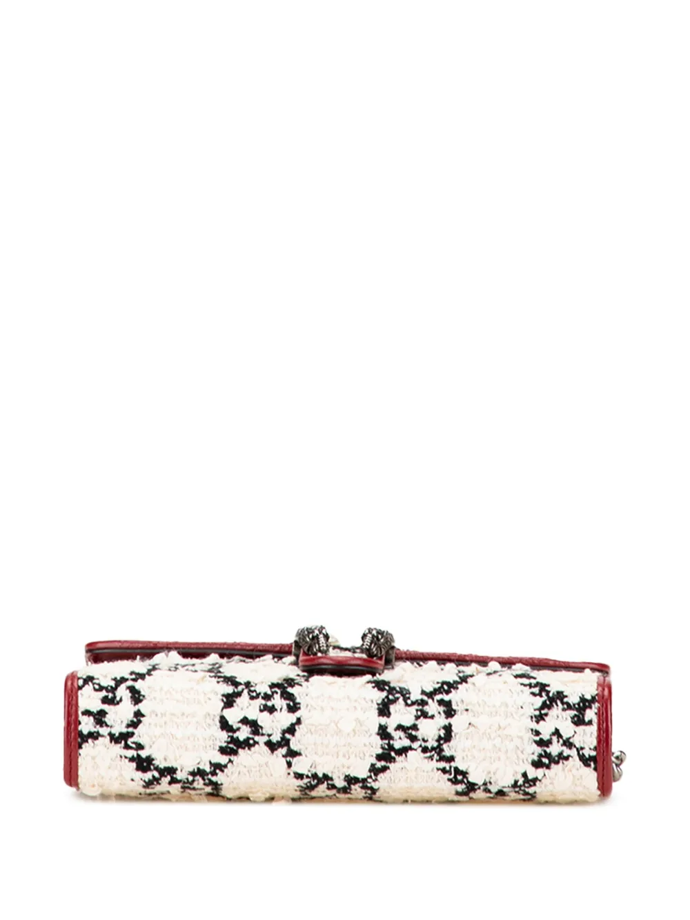 Pre-owned Gucci 2016-2025 Gg Tweed Dionysus Wallet On Chain Crossbody Bag In White