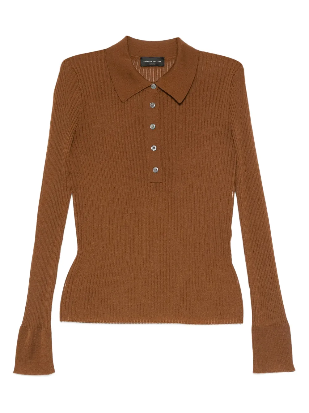Roberto Collina ribbed polo-neck sweater | Brown | Image 1