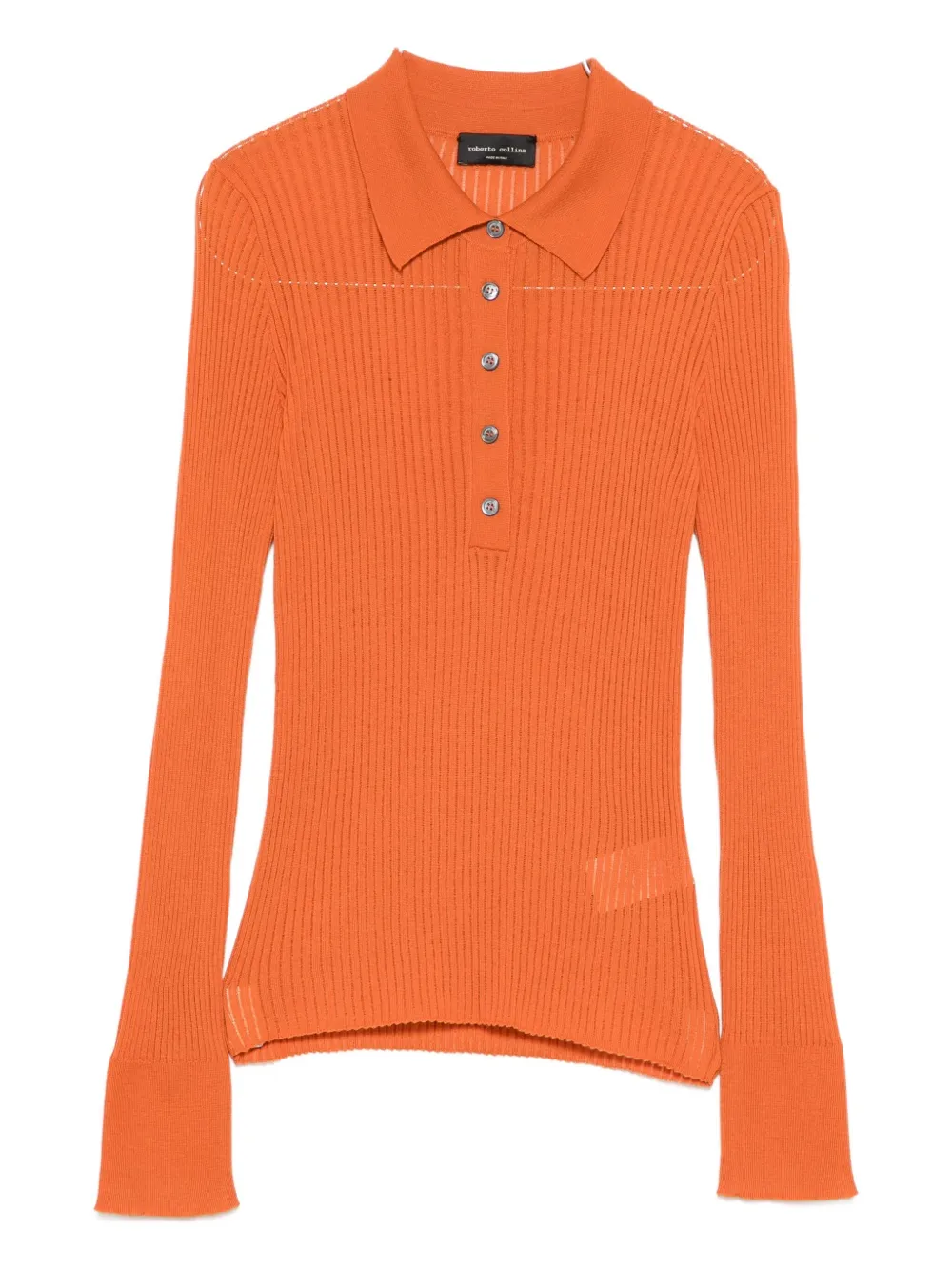 Roberto Collina Ribbed Polo-neck Sweater In Orange