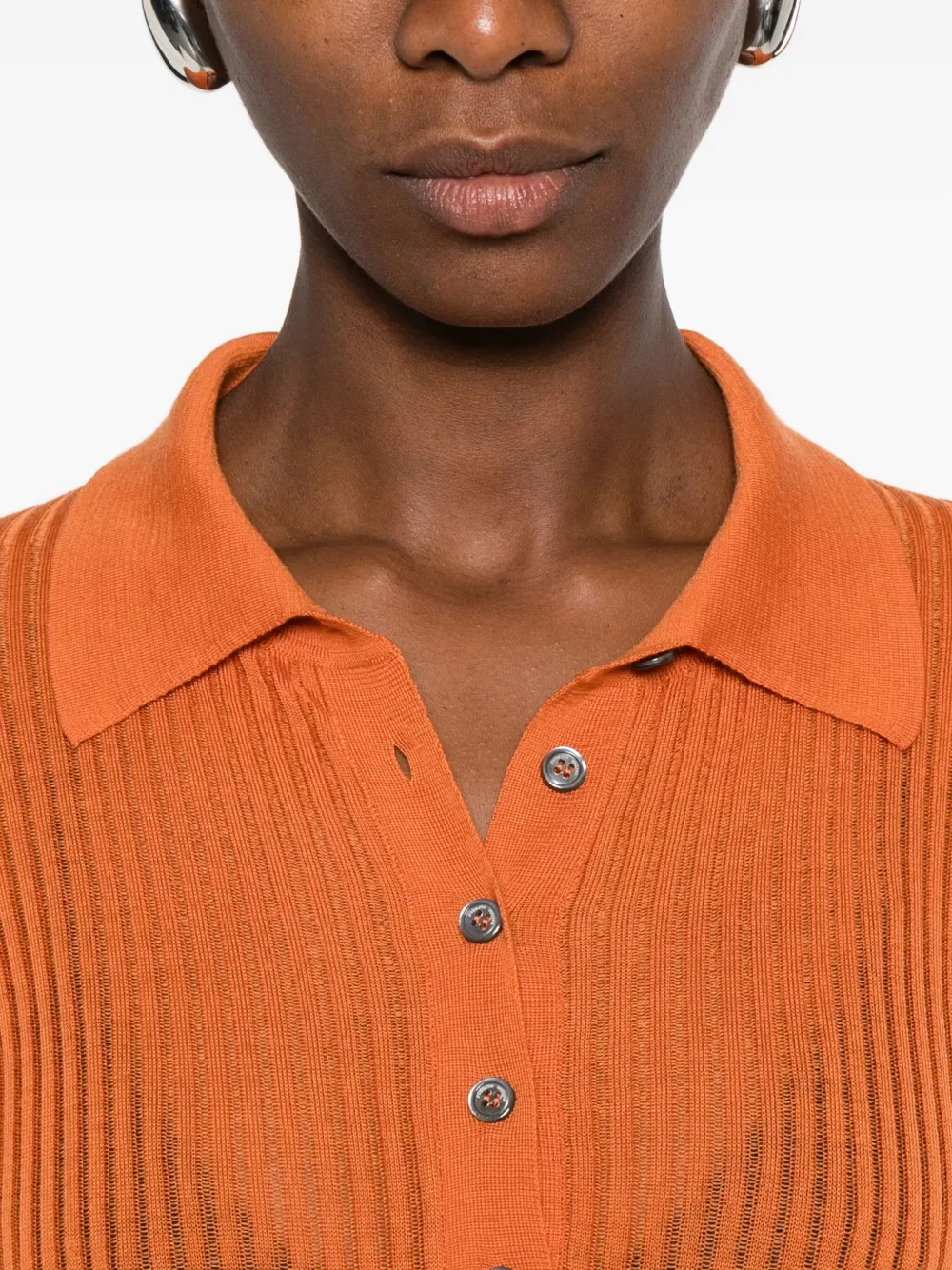 Roberto Collina Ribbed Polo-neck Sweater In Orange