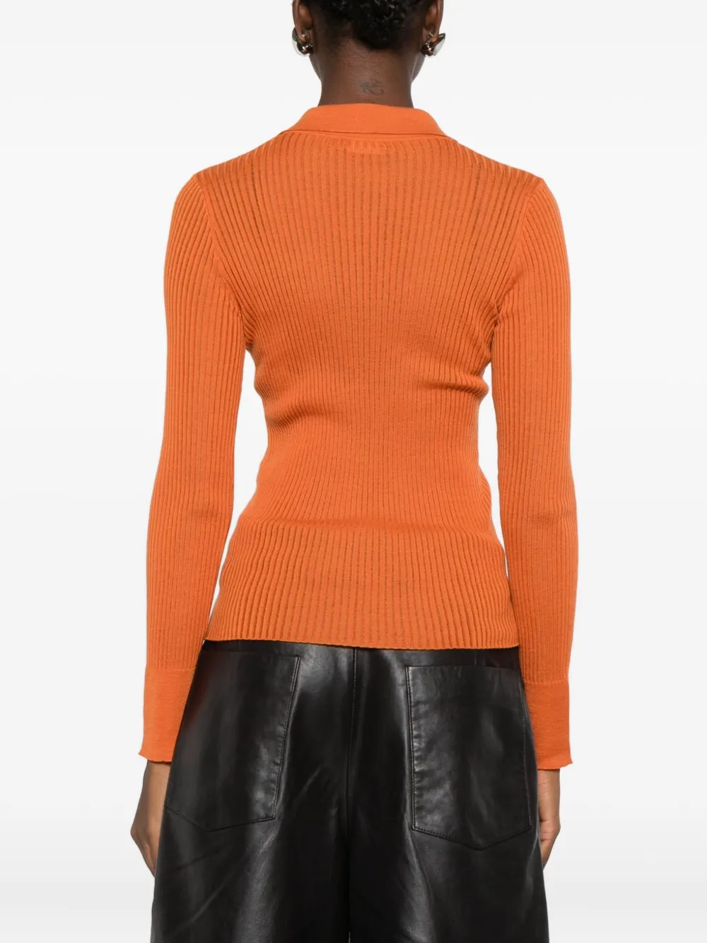 Roberto Collina Ribbed Polo-neck Sweater In Orange