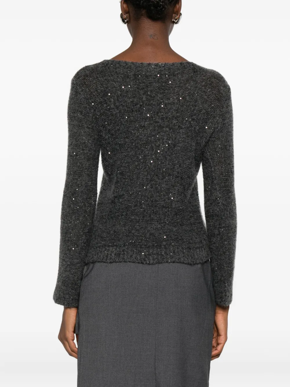Roberto Collina Sequin-embellished Sweater In Gray