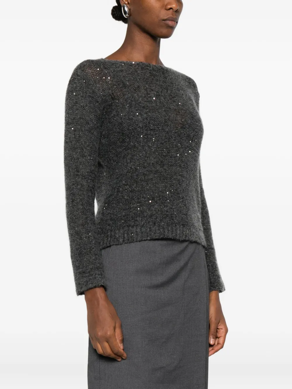 Roberto Collina Sequin-embellished Sweater In Gray