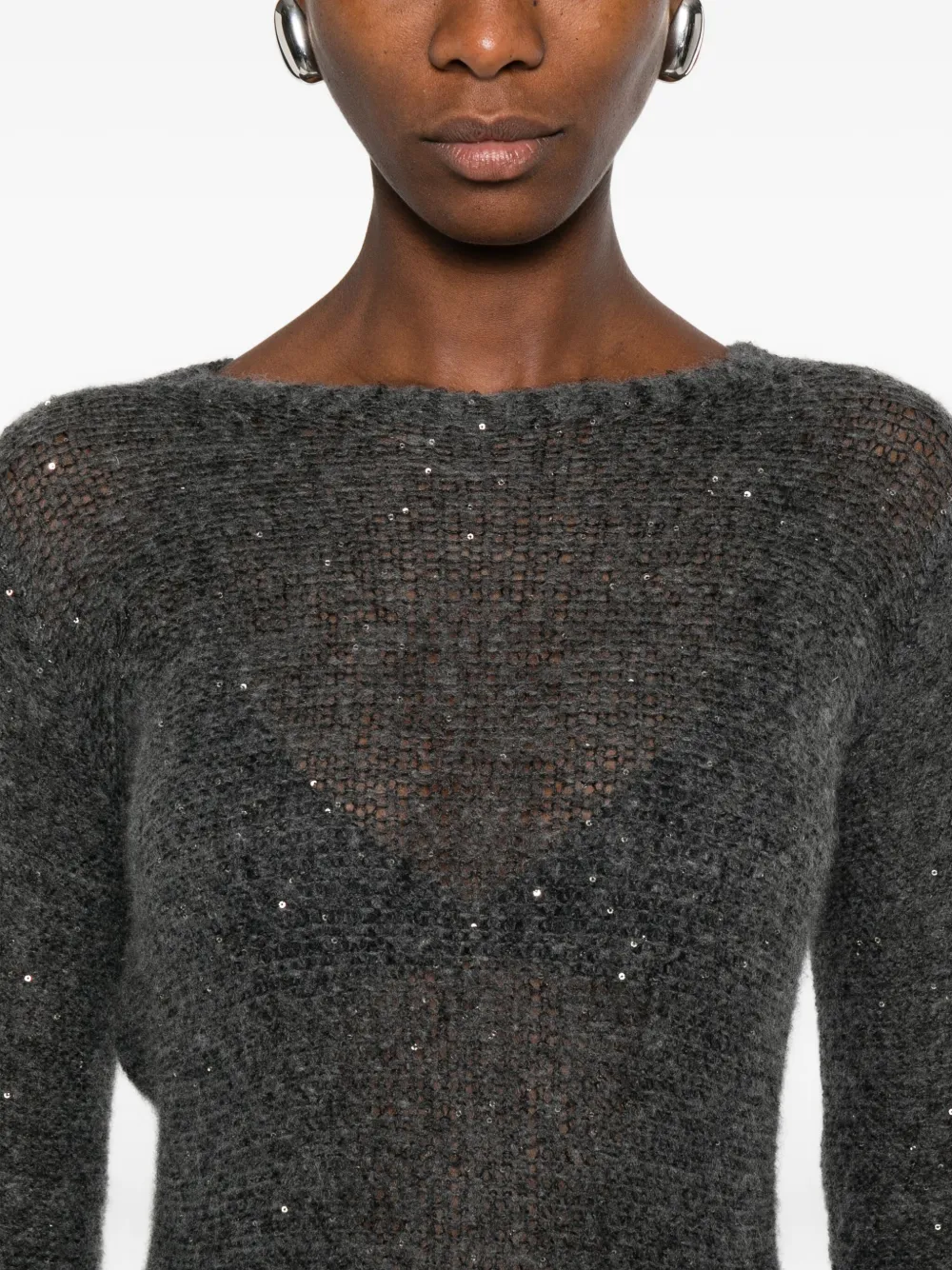 Roberto Collina Sequin-embellished Sweater In Gray