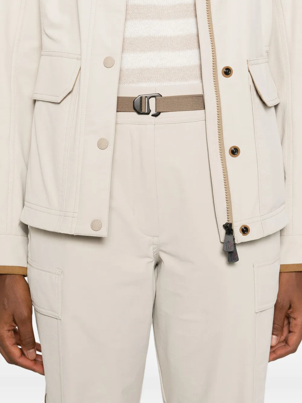 Moncler Belted Cargo Pants In Neutral