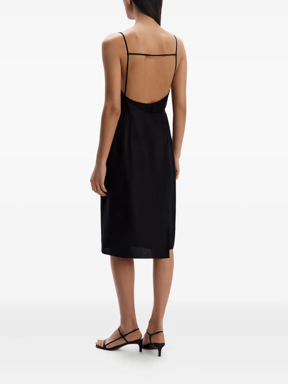 12 Storeez Open-back Tied-waist Dress In Black