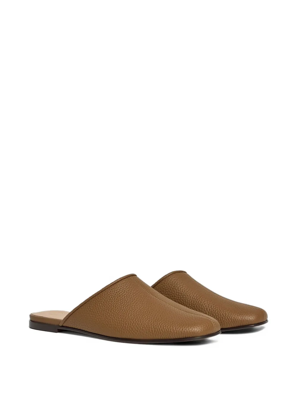 12 Storeez Pebbled-leather Mules In Brown