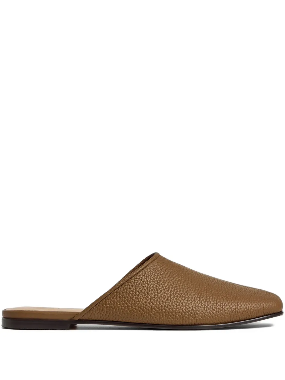 12 Storeez Pebbled-leather Mules In Brown
