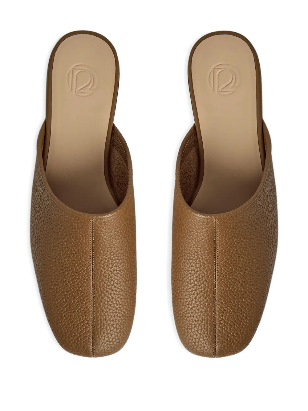 12 Storeez Pebbled-leather Mules In Brown