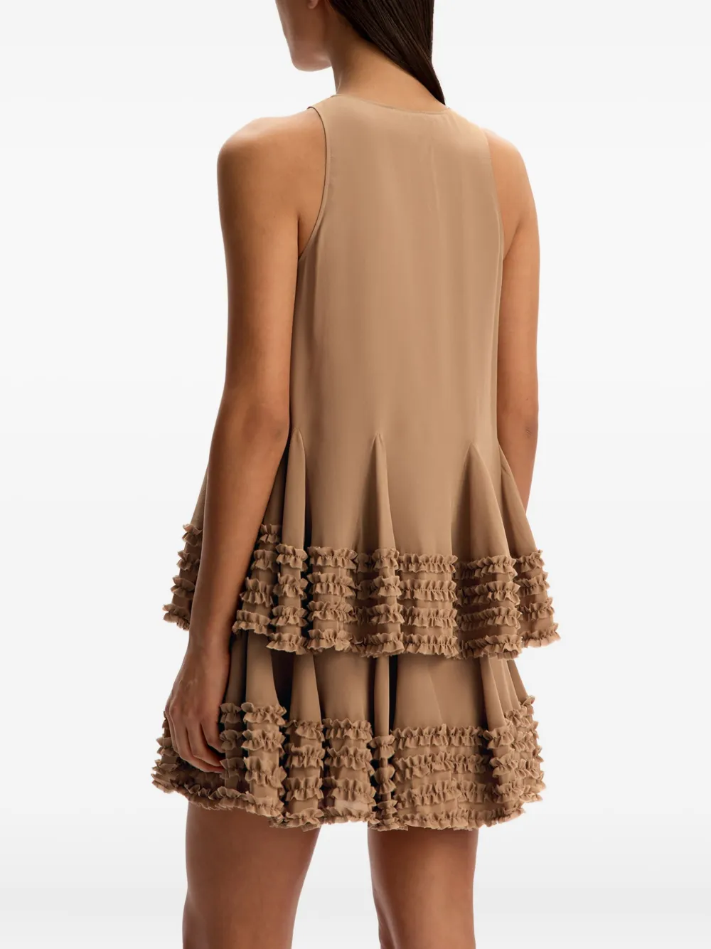12 STOREEZ Mini-jurk met ruches en keyhole Bruin