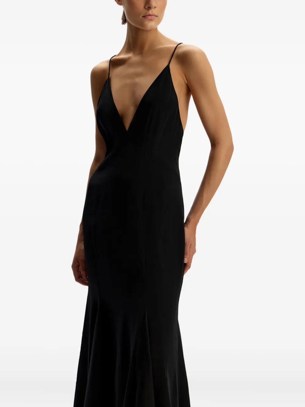 12 Storeez V-neck Flared Dress In Black
