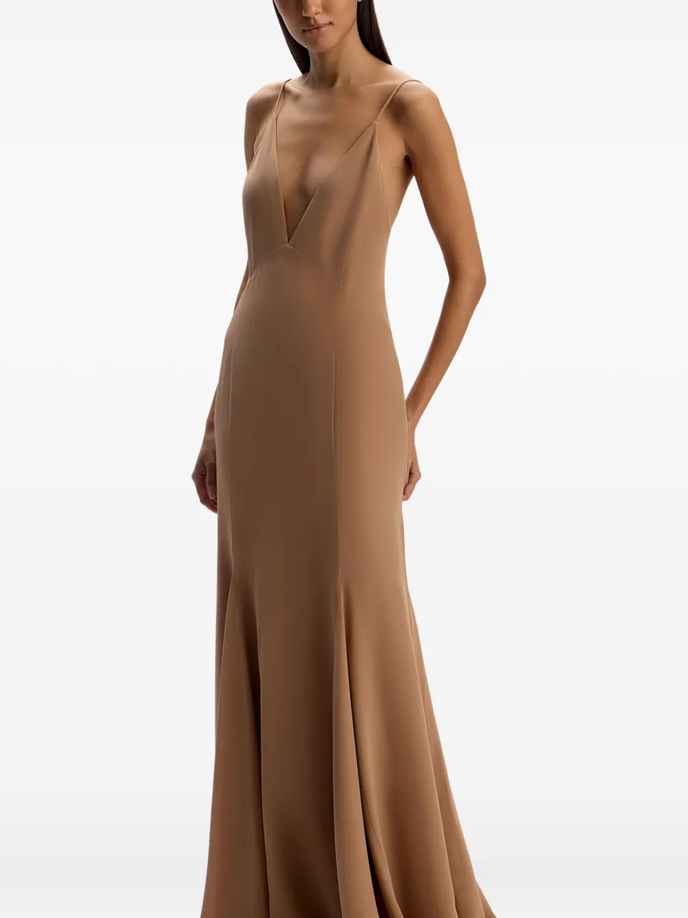12 Storeez V-neck Flared Dress In Brown