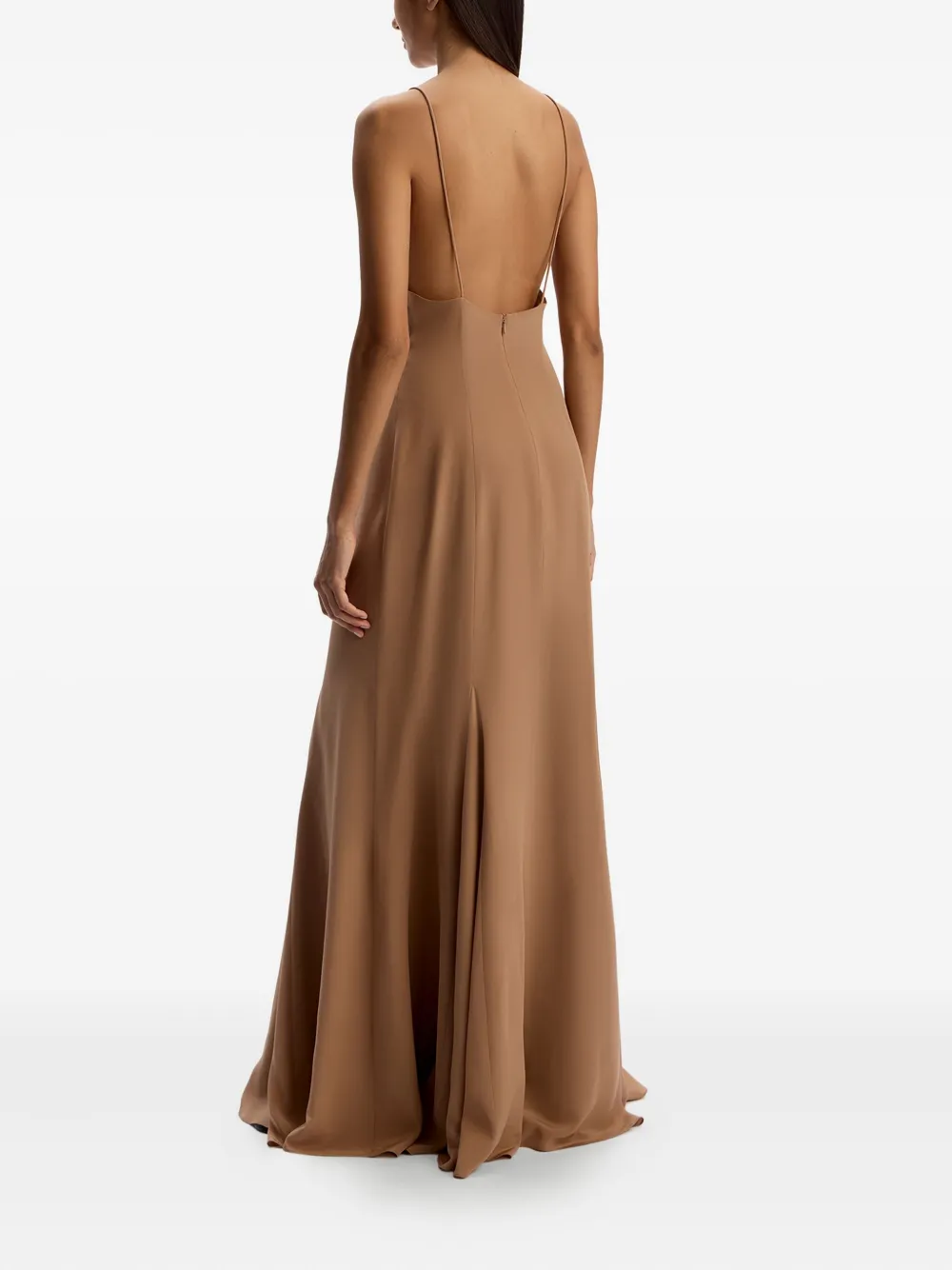 12 Storeez V-neck Flared Dress In Brown