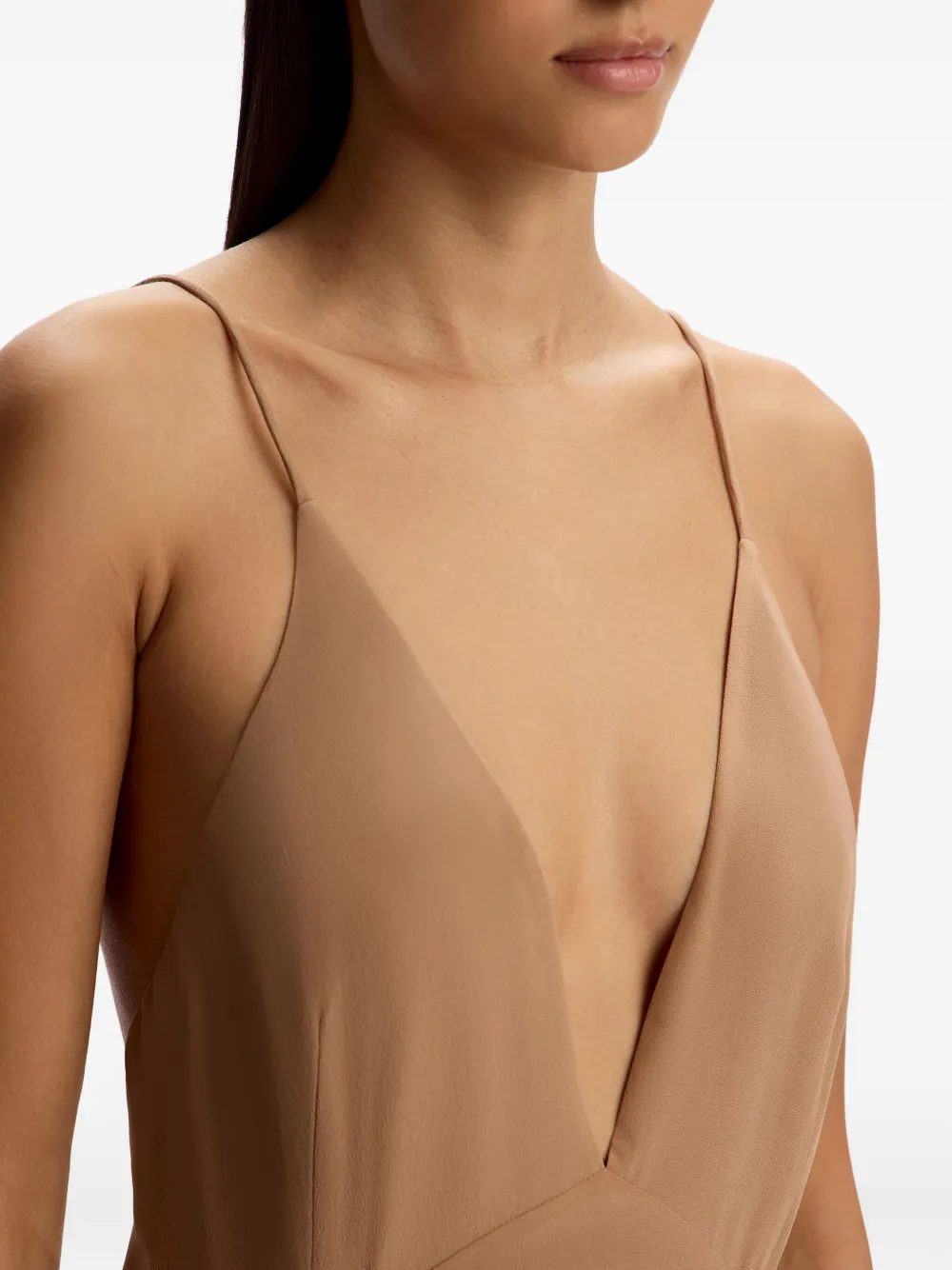 12 Storeez V-neck Flared Dress In Brown