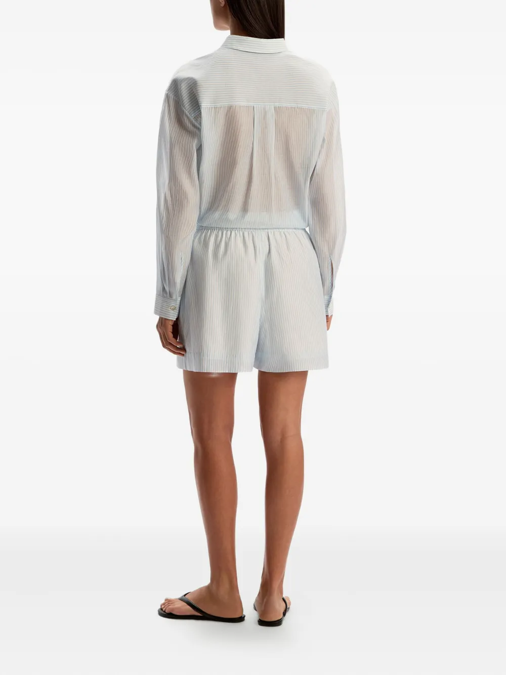 12 Storeez Striped Elastic-waist Shorts In White