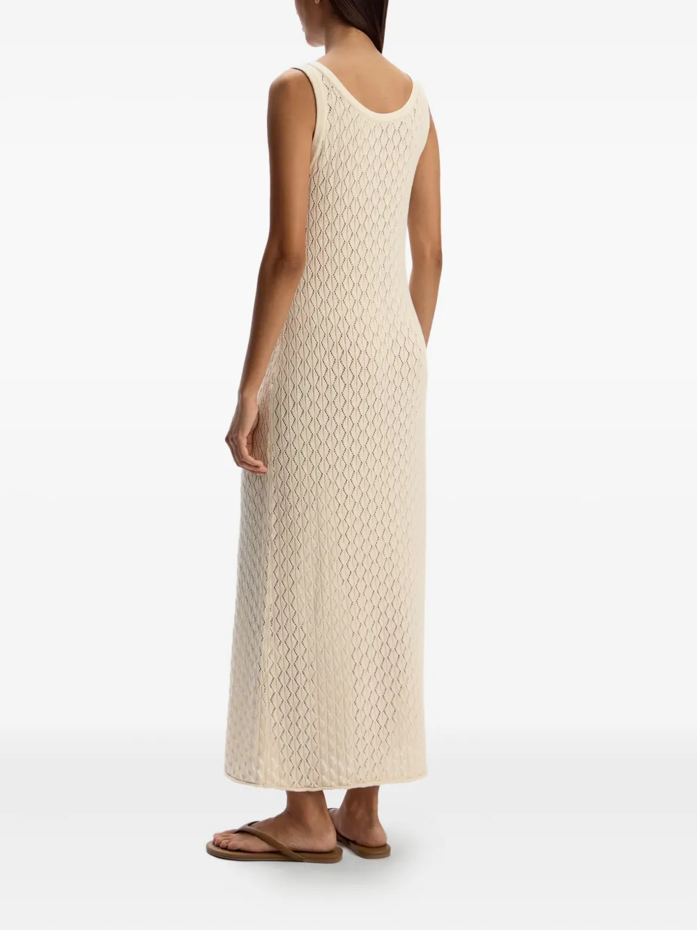 12 Storeez Pointelle-knit Scoop-neck Maxi Dress In Neutral