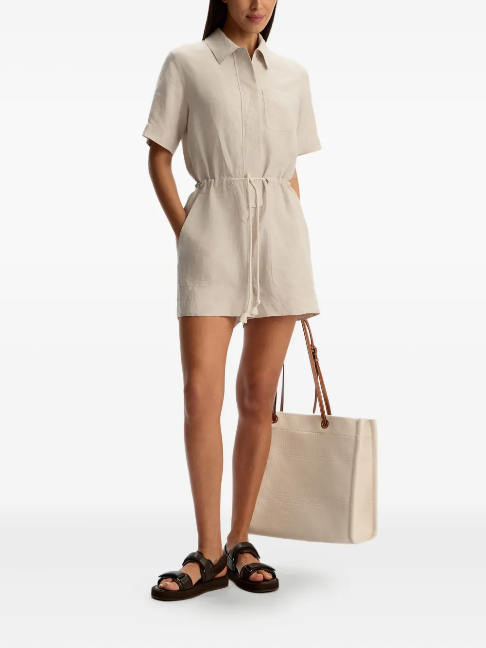 12 STOREEZ drawstring linen playsuit | Playsuits | Image 2
