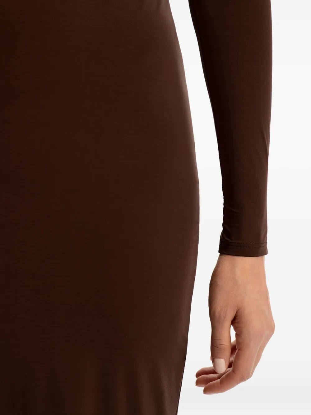 12 STOREEZ Midi-jurk met lange mouwen Bruin