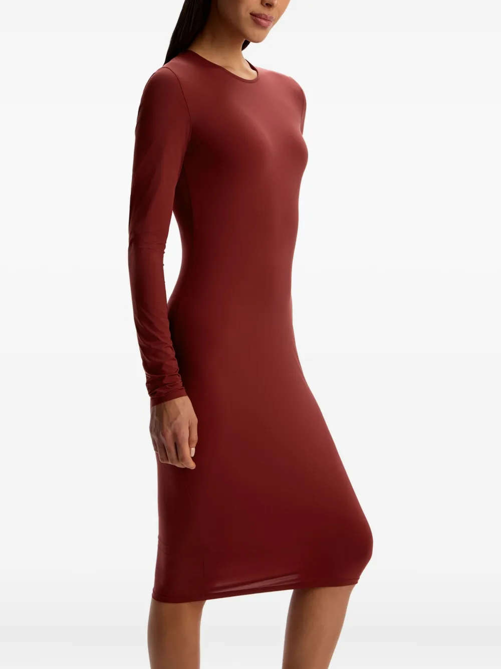 12 Storeez Long-sleeve Midi Dress In Red