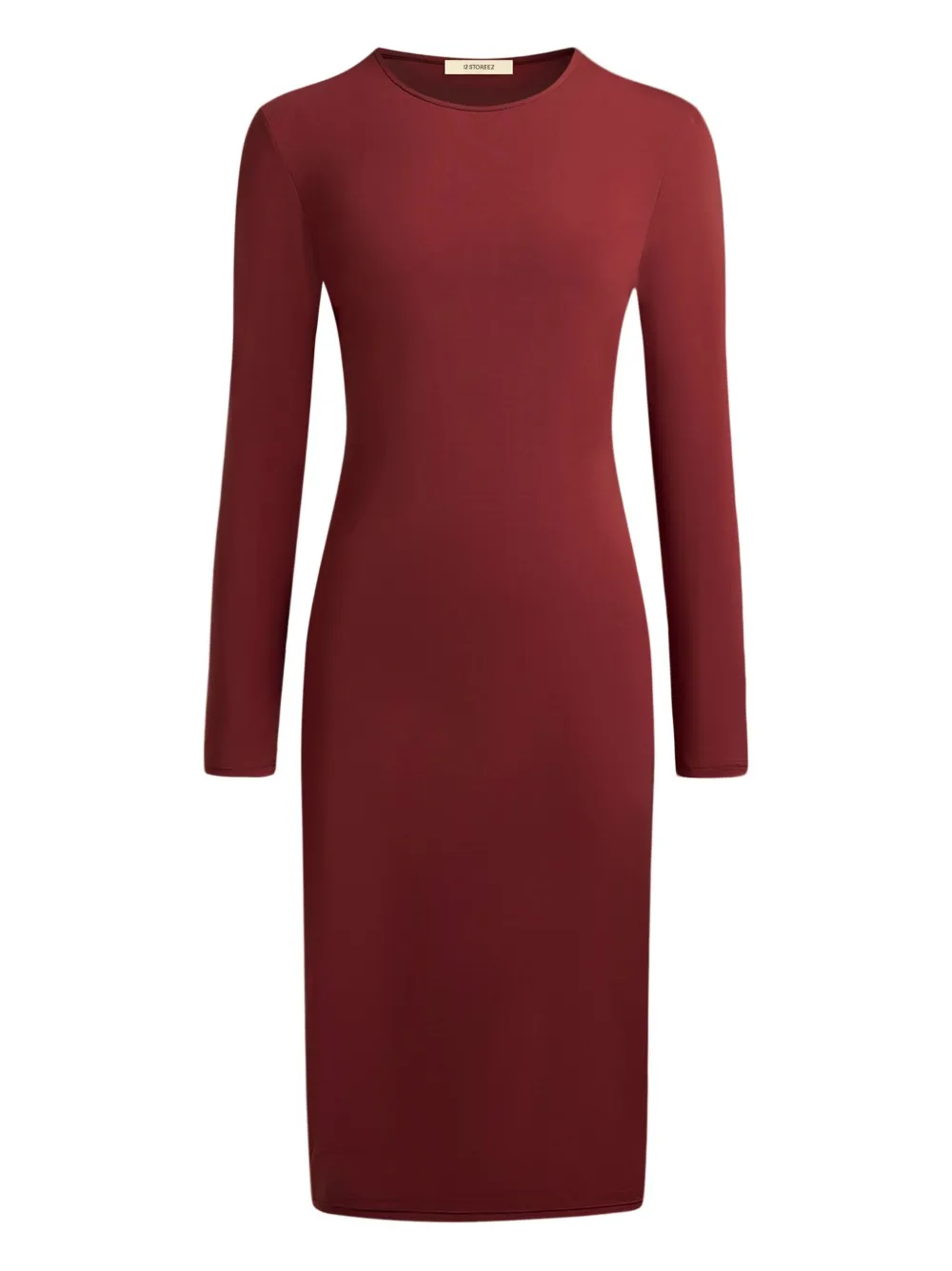 12 Storeez Long-sleeve Midi Dress In Red