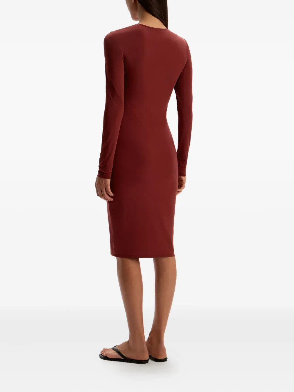 12 Storeez Long-sleeve Midi Dress In Red
