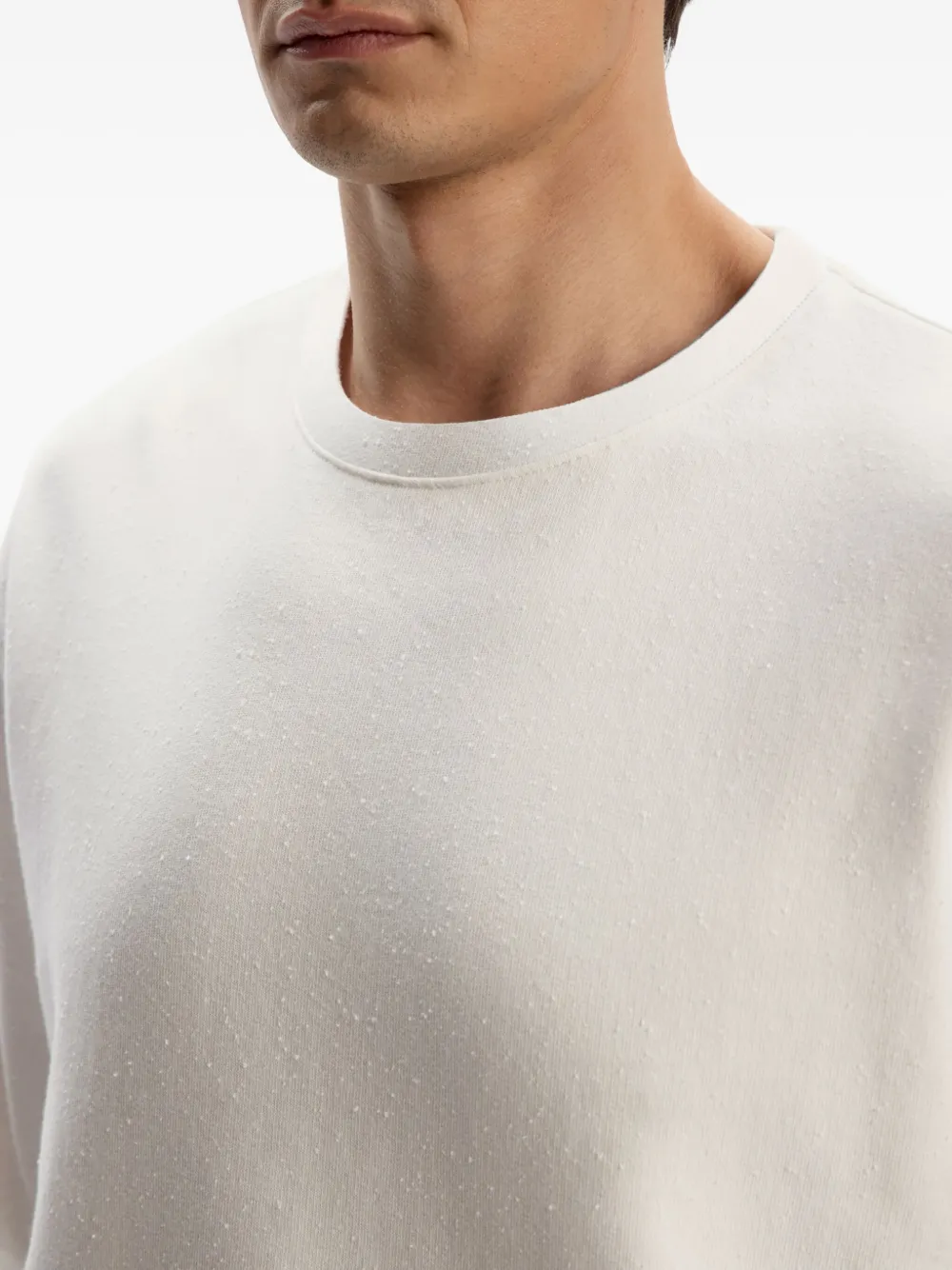 12 Storeez Textured Crew-neck Sweatshirt In White