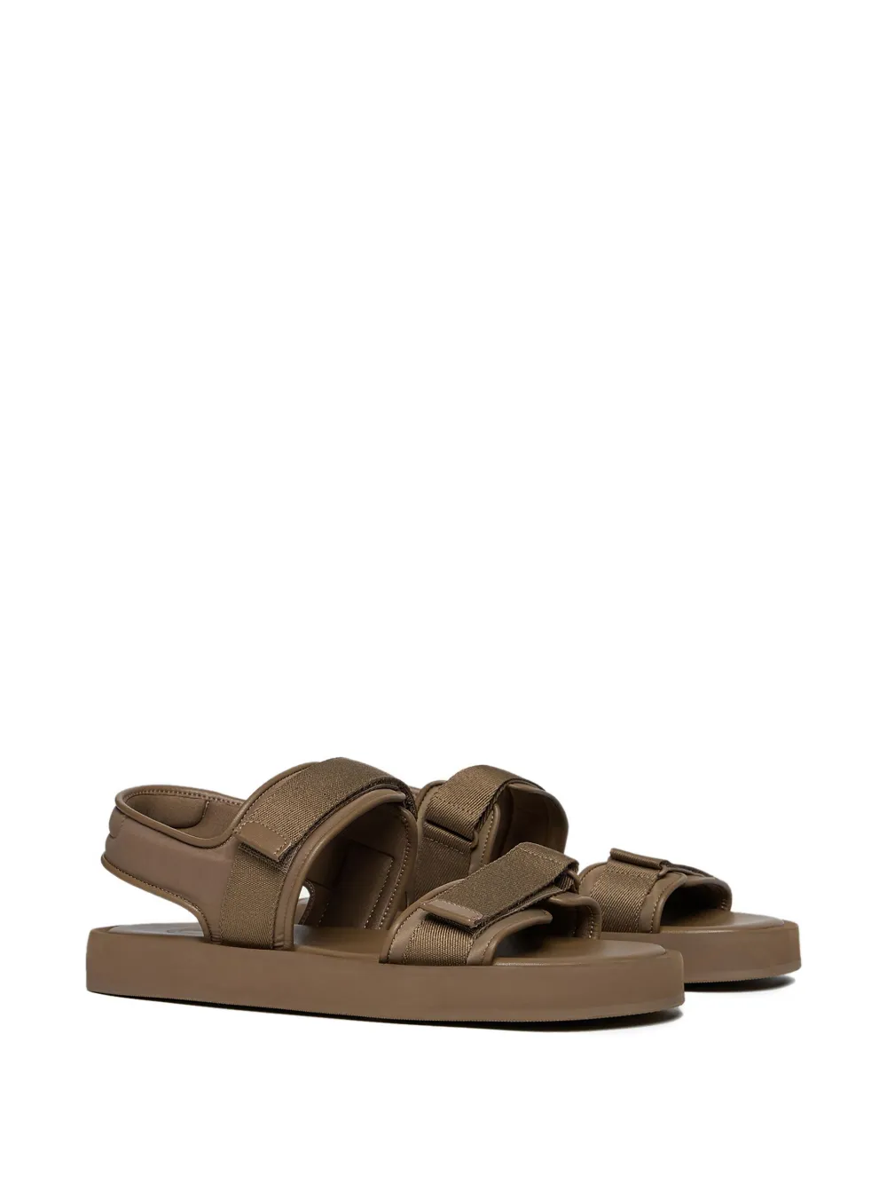 12 Storeez Double-strap Flat Sandals In Brown