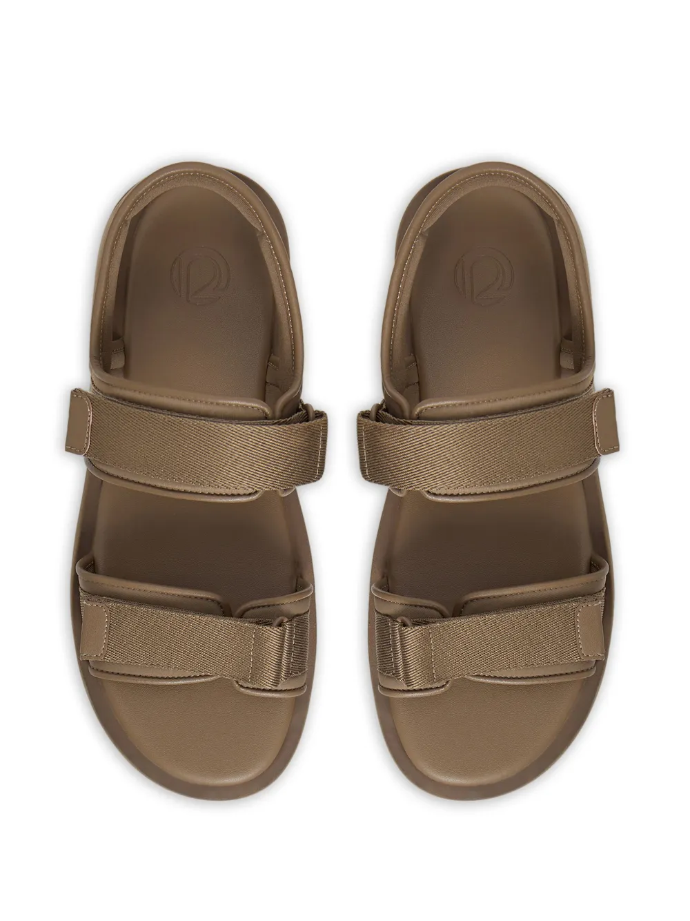 12 Storeez Double-strap Flat Sandals In Brown