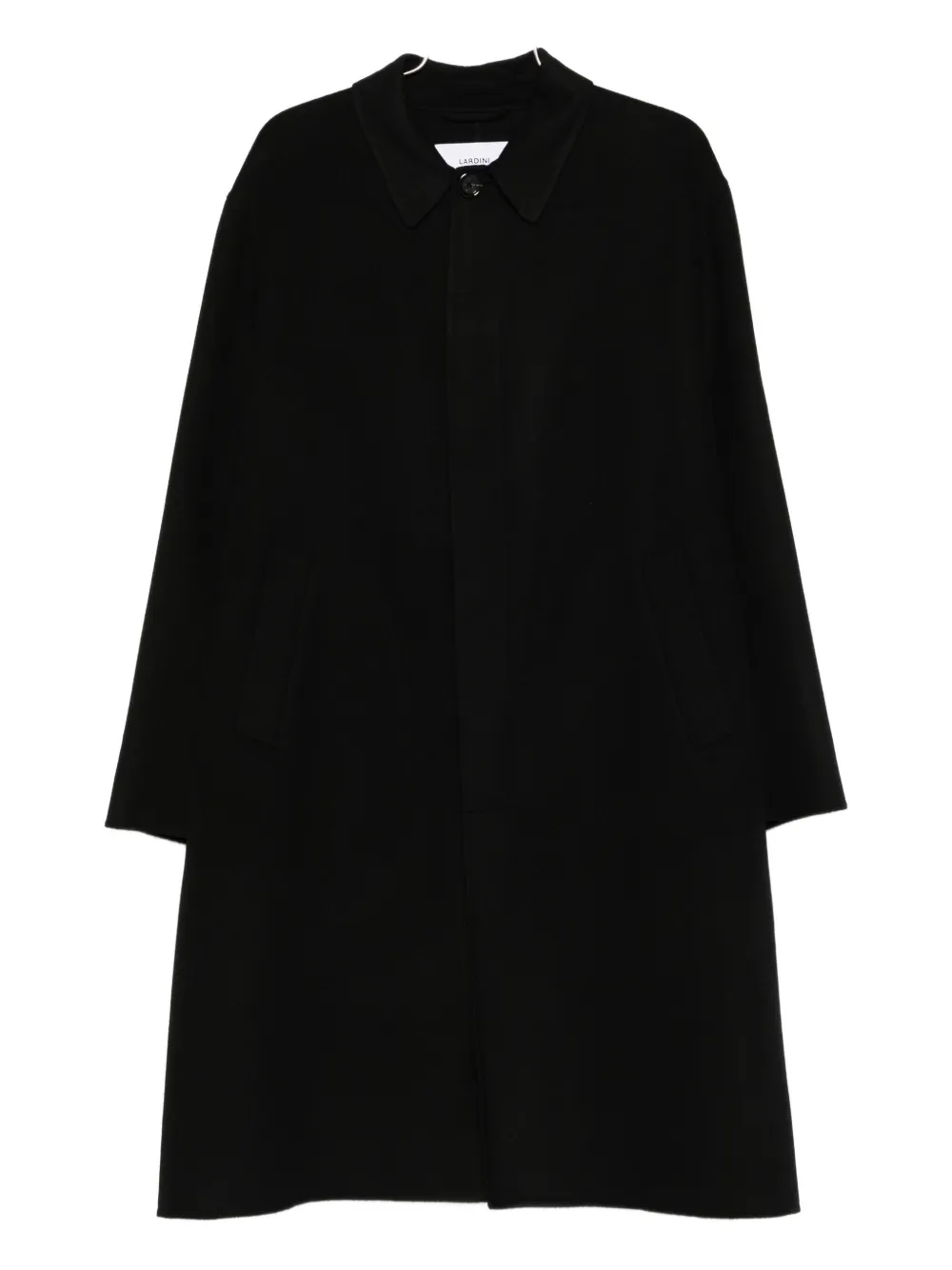 Lardini Collared Wool Coat Featuring Side Pockets In Black