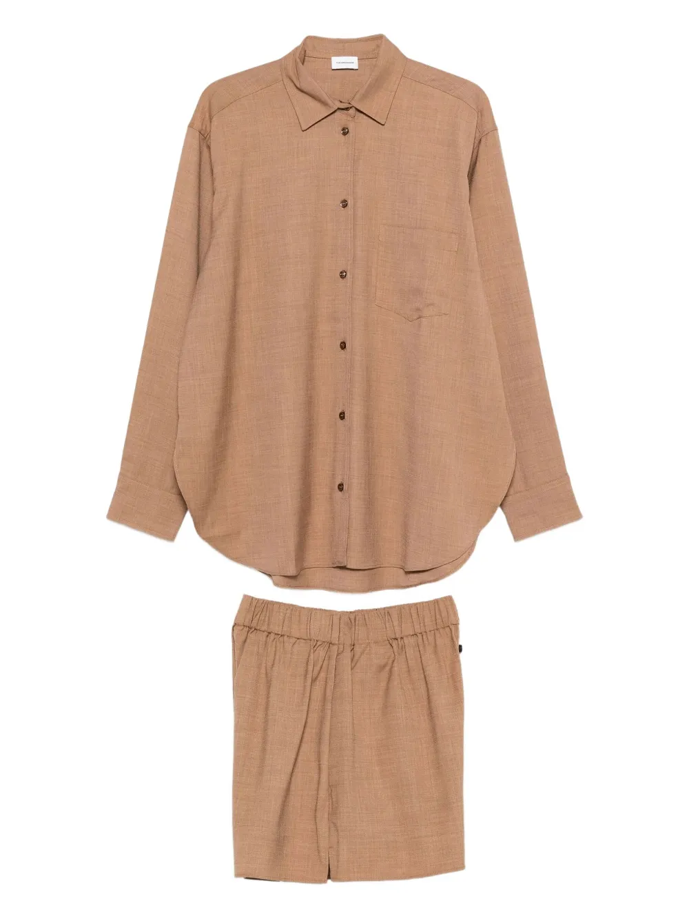 The Andamane Button-up Shirt Boxer Shorts Ensemble (set Of Two) In Brown
