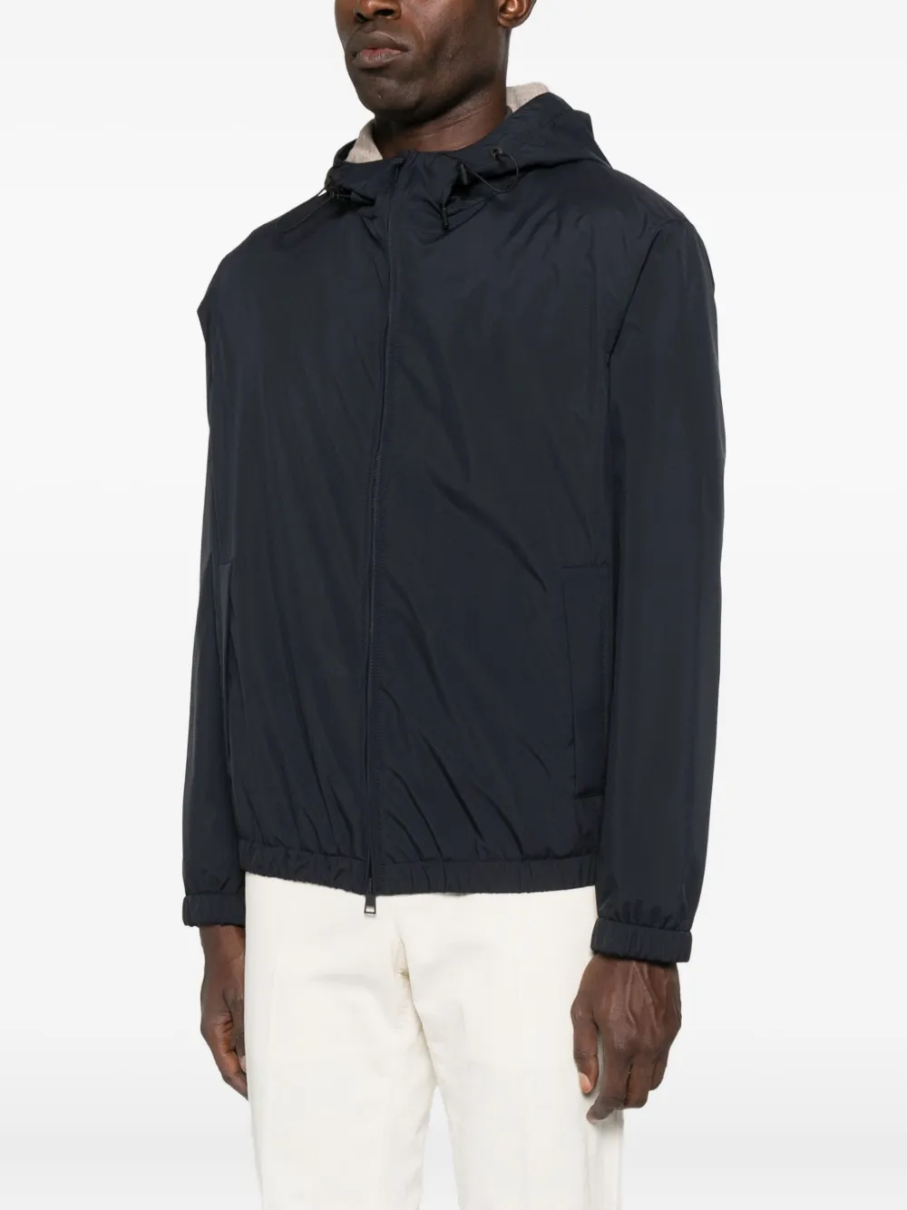Lardini Drawstring Hooded Jacket In Blue