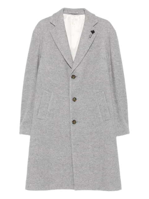 Lardini single-breasted logo-pin coat