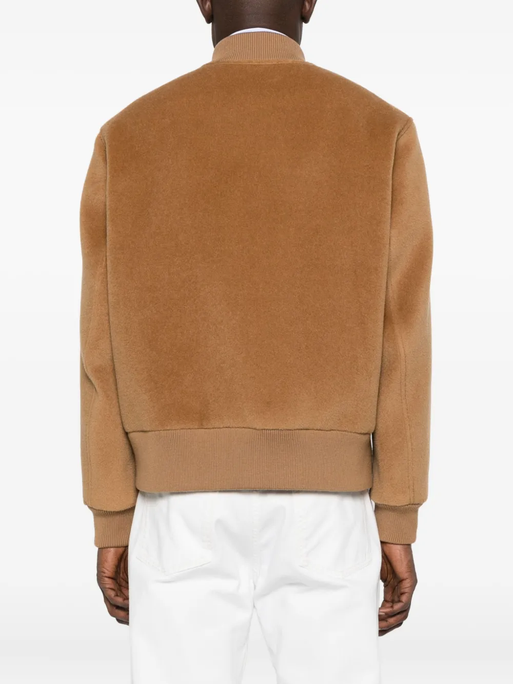 Lardini Wool Jacket With Ribbed Collar And Cuffs In Brown