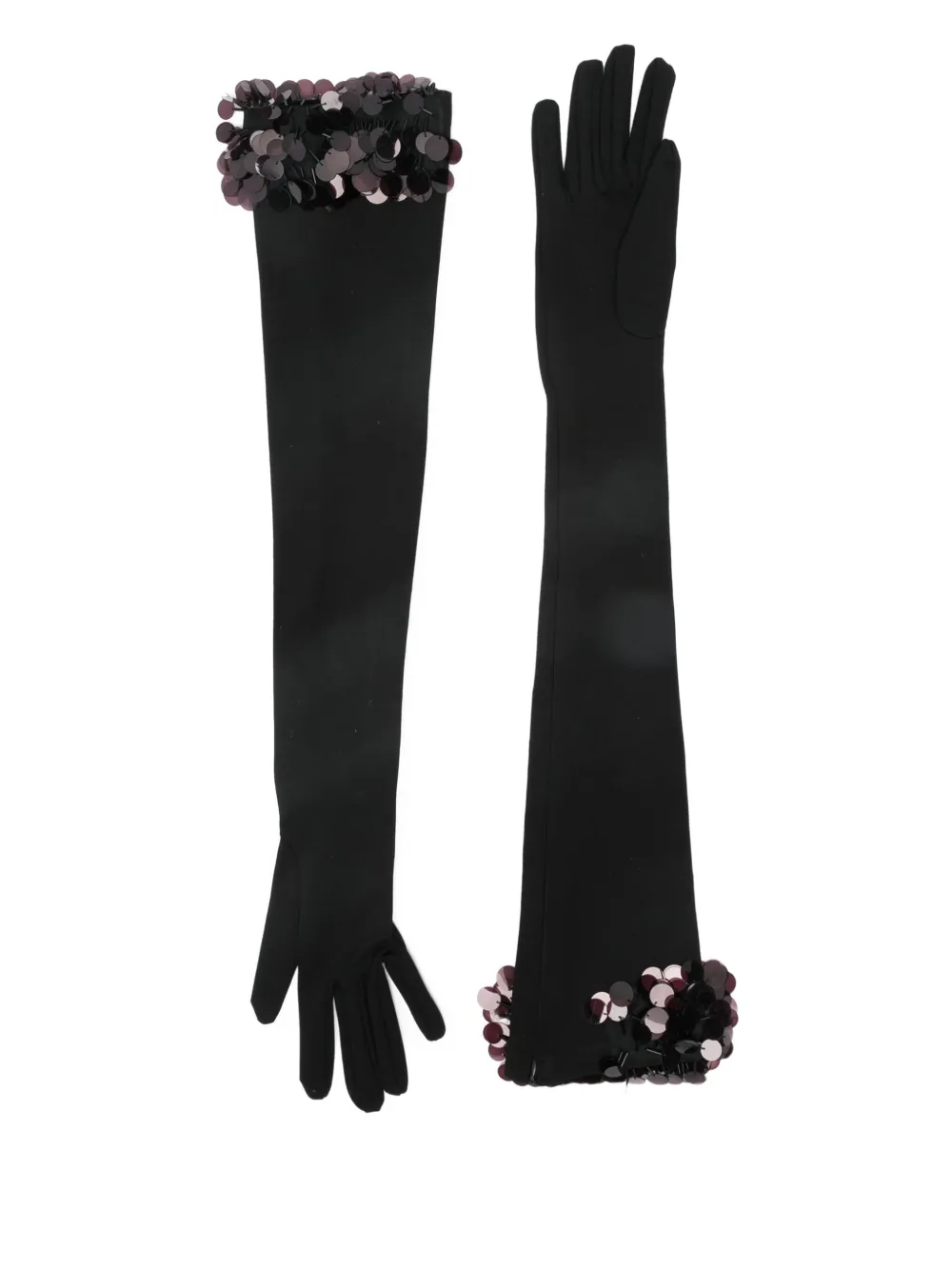 David Koma Payette Sequin-embellished Long Gloves In Black