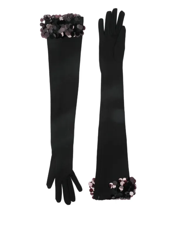 David Koma Payette Sequin-embellished Long Gloves in Black