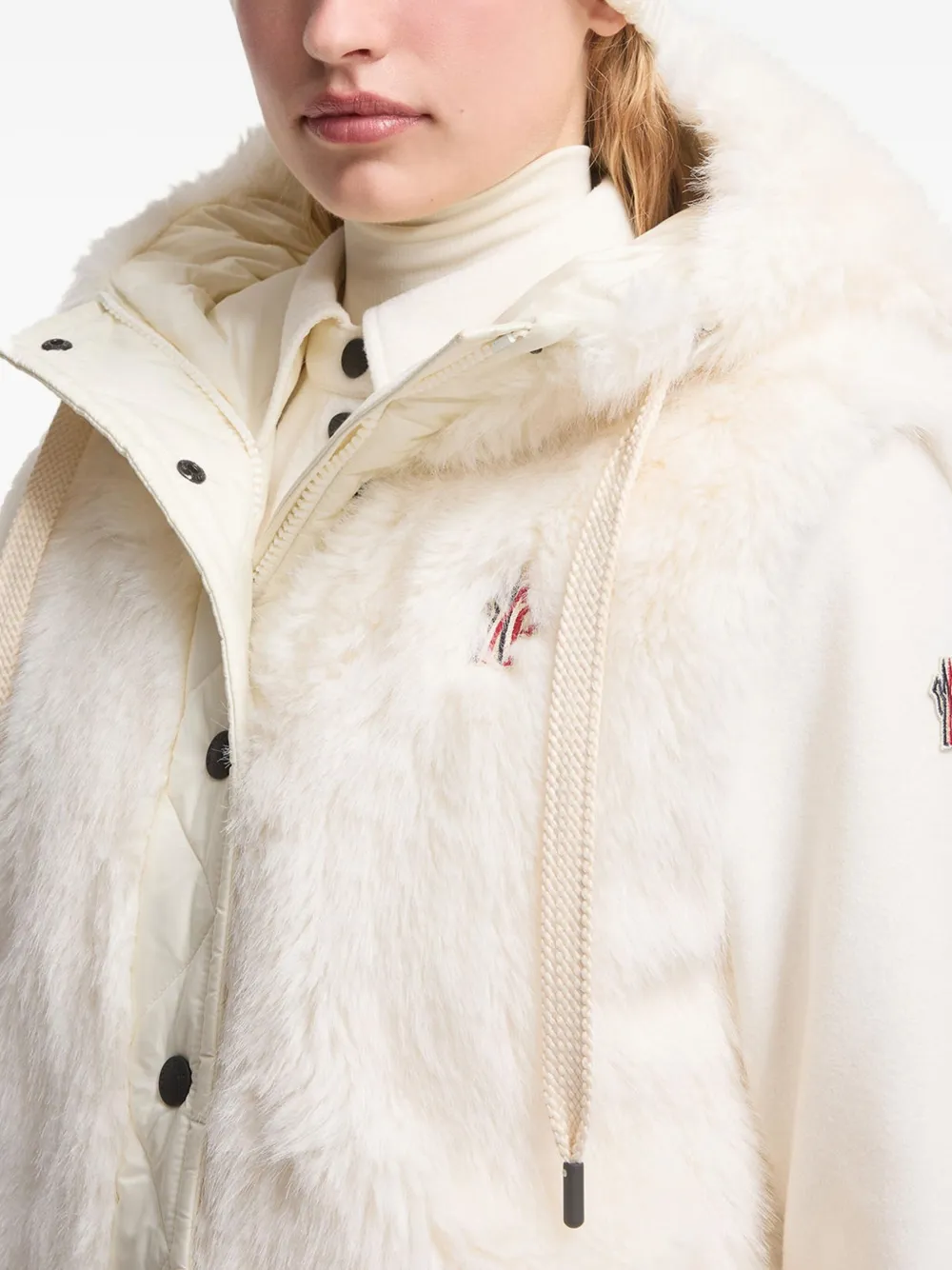 Moncler Fine Wool Headband Tricolor Stripe In Neutral
