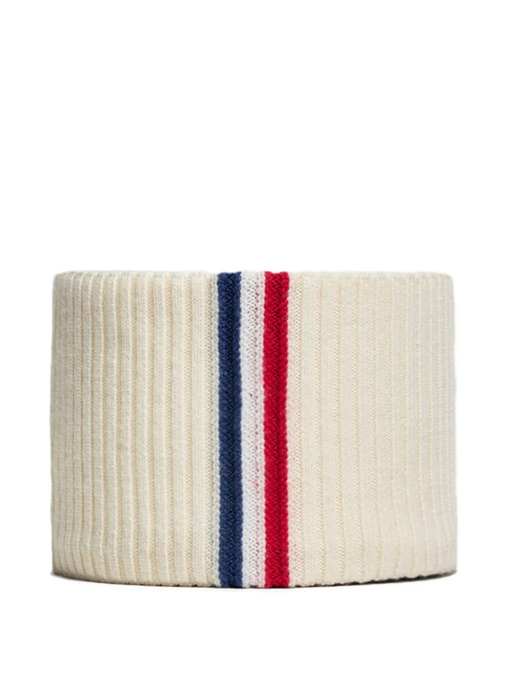 Moncler Fine Wool Headband Tricolor Stripe In Neutral