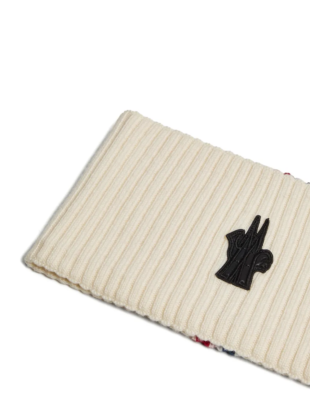 Moncler Fine Wool Headband Tricolor Stripe In Neutral