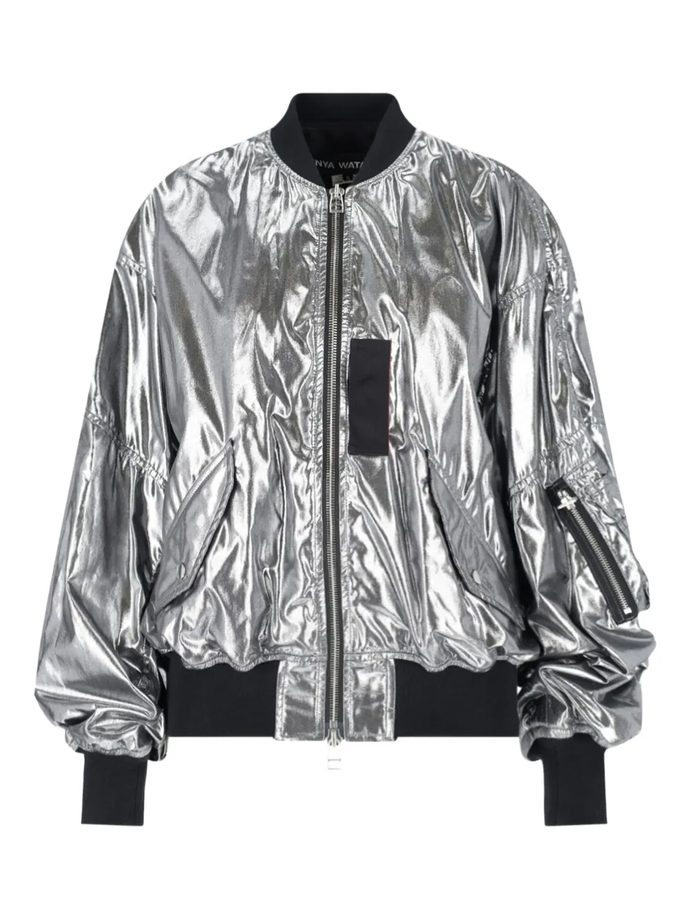 Junya Watanabe Metallic Zip-front Bomber Jacket In Silver