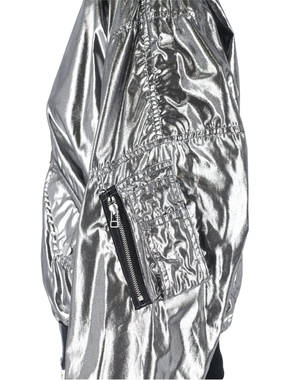 Junya Watanabe Metallic Zip-front Bomber Jacket In Silver