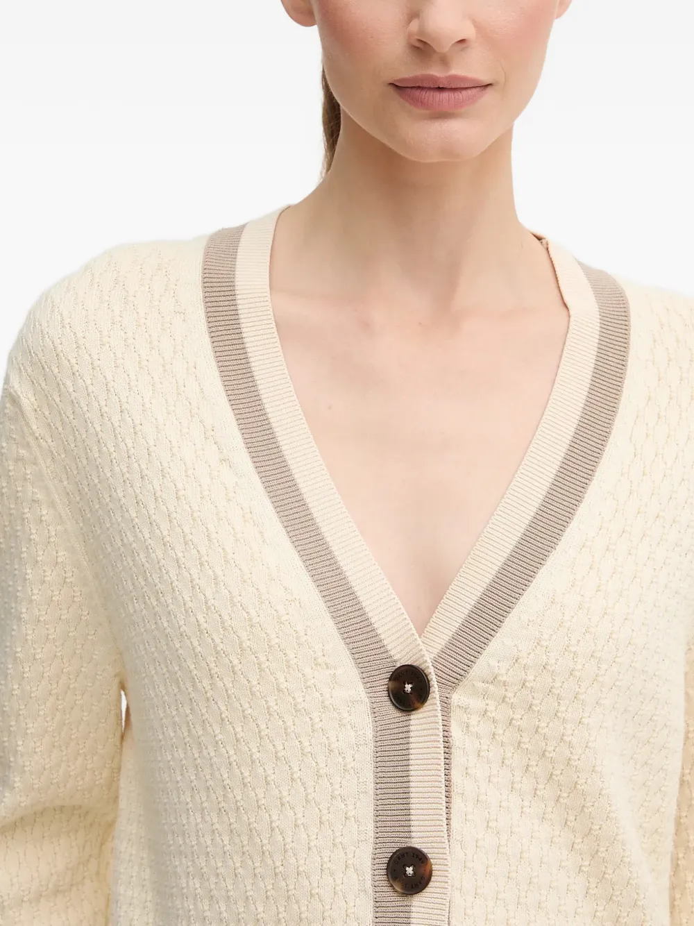 Gant Vest met V-hals en knoop Beige